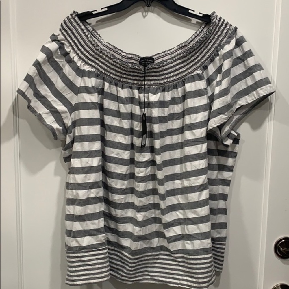 Lucky Brand Off The Shoulder Stripe Top - Picture 3 of 5